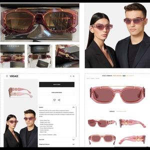 VERSACE PINK/ ROSE TRANSPARENT SUNGLASSES WITH MEDUSA EMBELLISHED TEMPLES